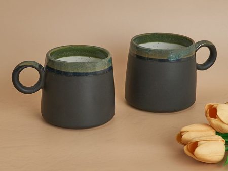 Black Glazed Studio Pottery Mugs | 450ml | Set Of 2 Online Hot Sale