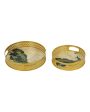 Green Peacock Metal Trays | Gold  | Set of 2 | 8 inches, 10 inches Online Hot Sale