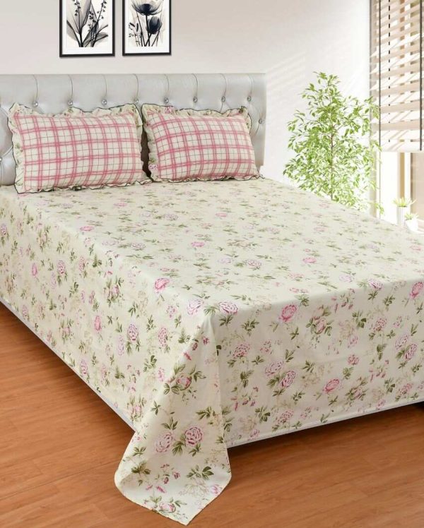 Beautiful Roses Printed Glace Cotton Bedding Set | King Size | 108 X 108 inches Supply