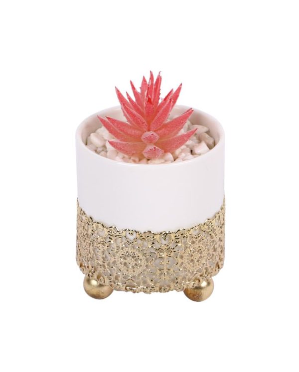 Charming Succulents Artificial Plant with Ceramic Pot & Metal stand | 6 inches Online Sale