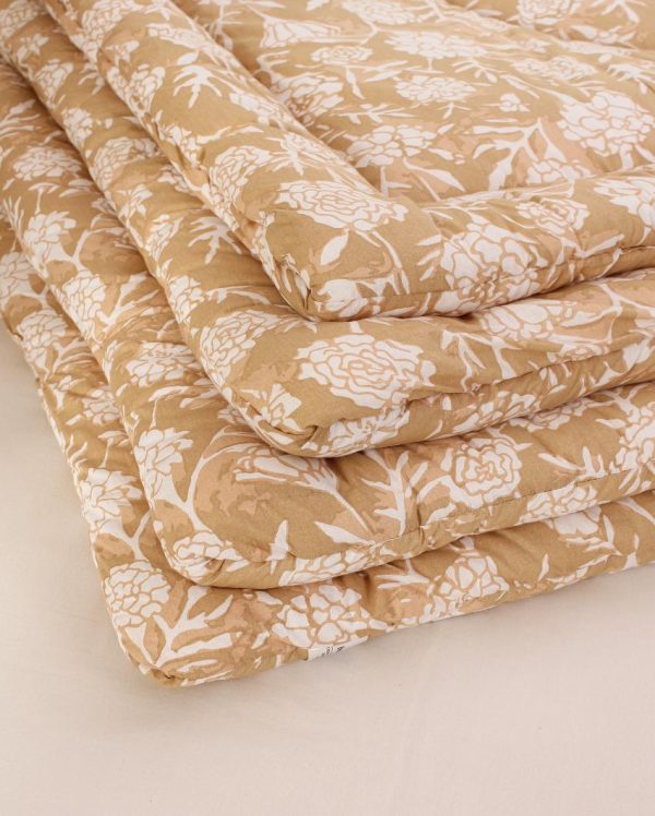 Beige Genda Phool Cotton Comforter | Double Size | 90 x 108 inches For Cheap