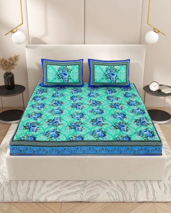 Beautiful Jaipuri Hand Printed Cotton Queen Size Bedsheet | Queen Size | 92 x 87 inches For Cheap