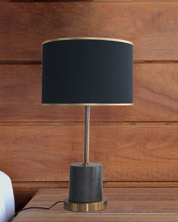 Antique Dark Finish Metal Table Lamp With Marble Base Design Online