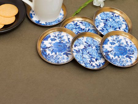 Blue Rose Metal Coasters | Set of 6 | 4 inches Online