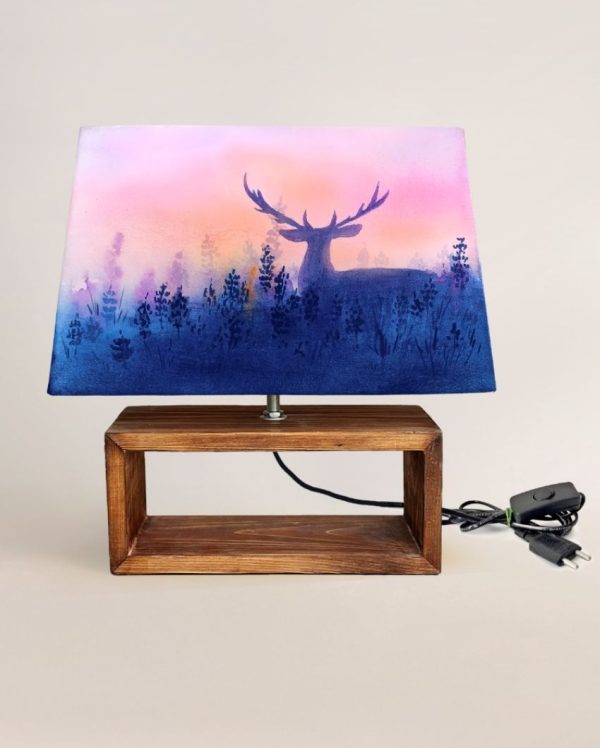 Rectangle Deer Shaded Cotton Table Lamp Supply