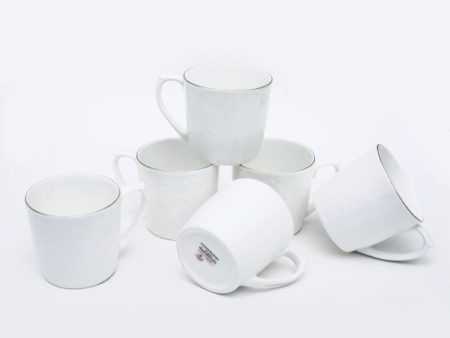 Embose Gold Line Bone China Tea Cups | 175 ml | Set of 6 Discount