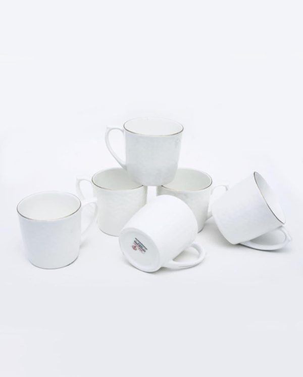 Embose Gold Line Bone China Tea Cups | 175 ml | Set of 6 Discount