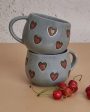 Grey Hearts Ceramic Stoneware Cups With Delicate Heart Design | Set Of 2 Online now