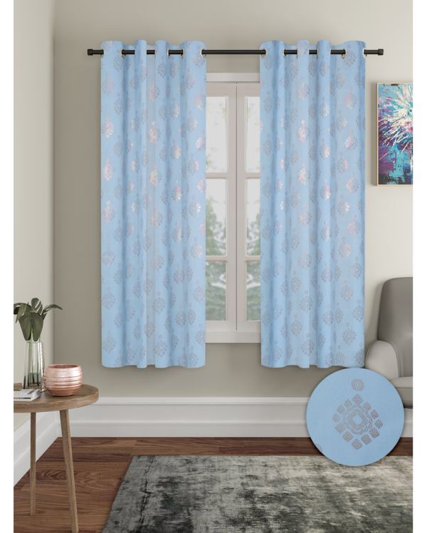 Blue Blackout Foil Curtains | Set of 2 Cheap