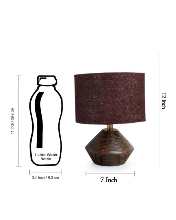 Brown Jute Table Lamp with Wood Natural base | 7x12 inches Cheap