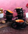 Black Colored Ceramic Cup Saucer Set | Set Of 12 Pcs Supply