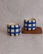 Blue Big Ghingham Checkered Mugs  | 450ml | Set Of 2 Online now