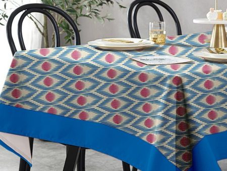 Blue Printed Cotton Table Cloth | 120 x 71 inches Discount