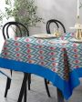 Blue Printed Cotton Table Cloth | 120 x 71 inches Discount