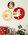 Artistic Pichhwai Design Ceramic Decorative Wall Plates | Set of 3 For Sale