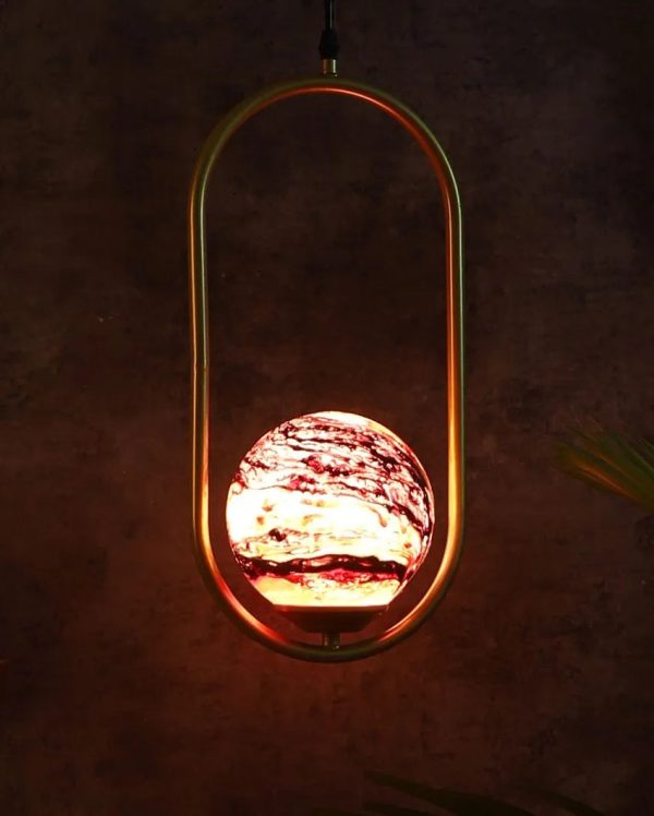 Doom Single 3D Glass Hanging In Golden Finish Ceiling Lamp Fashion