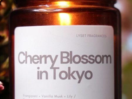 Cherry Blossom in Tokyo Glass Jar Scented Candle | 8.89 x 7.62 cm   3.5 x 3 inches on Sale