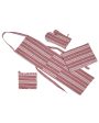 Pink Stiped Cotton Apron with Kitchen Towel, Gloves & Pot Holder Supply