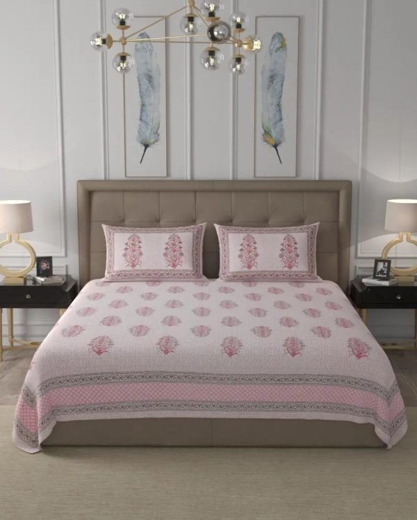 Delight Block Print Cotton Bedding Set | King Size | 90 x 106 inches Online Sale