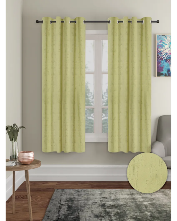 Green Blackout Emboss Curtains | Set of 2 Cheap