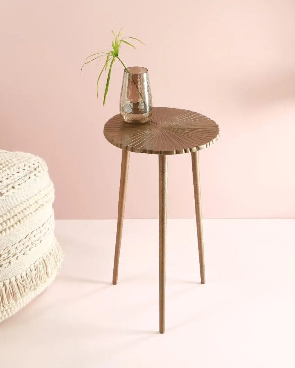 Antique Brass Finish Table with Three Legs | 20 inches Sale