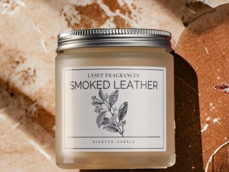 Smoked Leather Glass Jar Scented Candle | 8.89 x 7.62 cm   3.5 x 3 inches Online now