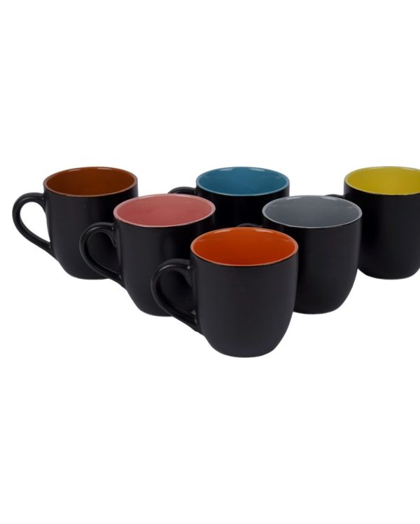 Black Matt Ceramic Tea Coffee Mugs | Set Of 6 Hot on Sale