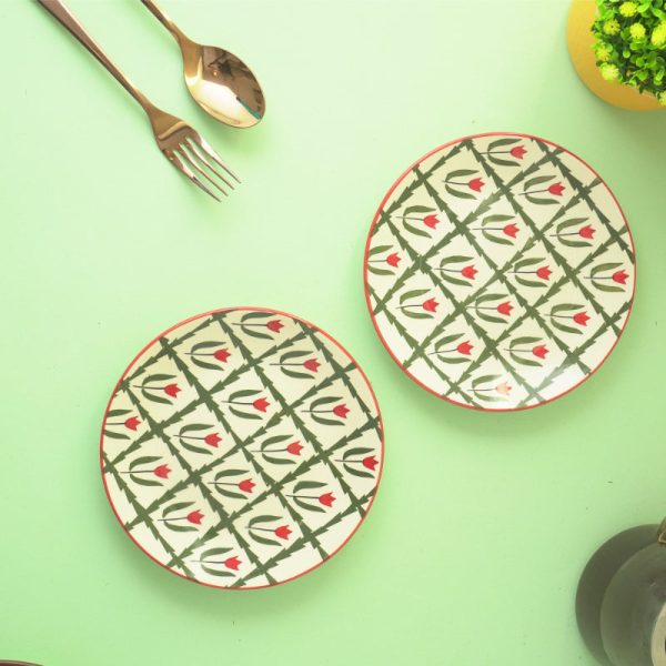 Tropical Print Ceramic Small Plates | Set of 2 | 7 Inches Fashion