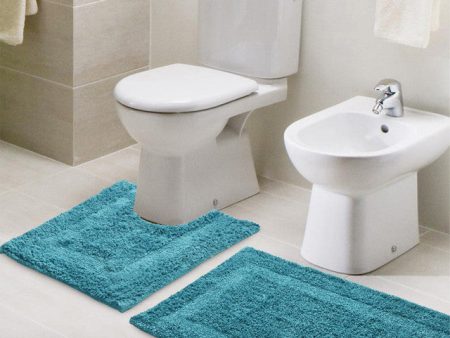 Blue Tufted Bathmat & Contour Set For Cheap