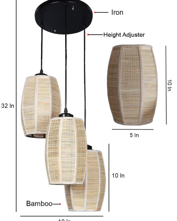 Bamboo Round Dholak Cluster Hanging Lamp Sale