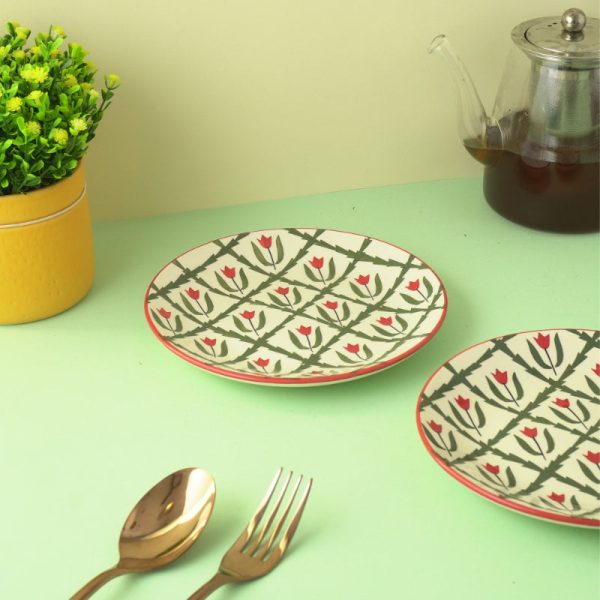 Tropical Print Ceramic Small Plates | Set of 2 | 7 Inches Fashion