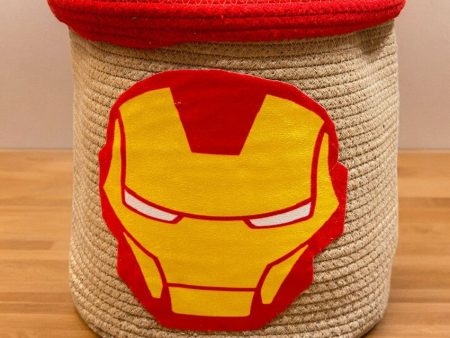 Iron Man Face Kids Cotton Basket With Lid | 10 × 10 Inches Hot on Sale