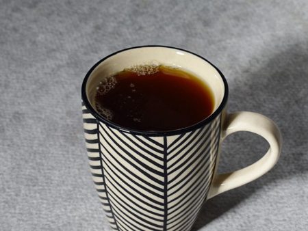 Black Stripes Coffee Ceramic Mugs | Set of 2 | 260 ml Online Sale