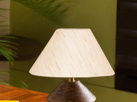 Off White Cotton Table Lamp with Wood Natural base | 10x12 inches Discount