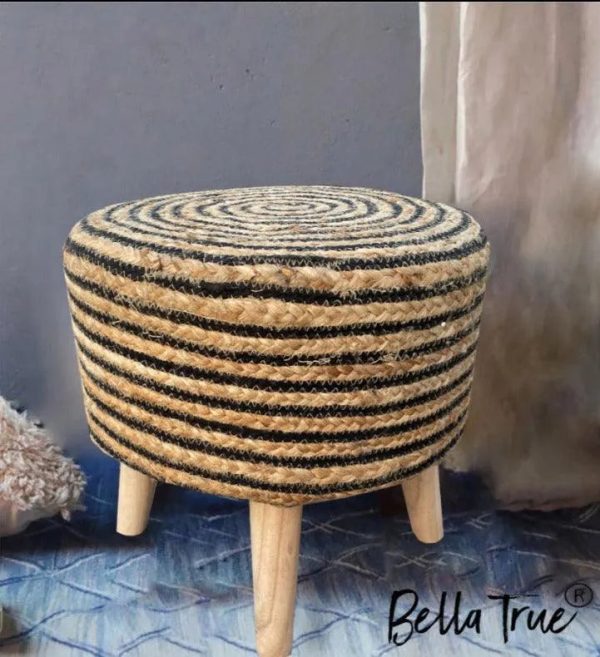 Spiral Design Jute  Stool For Discount