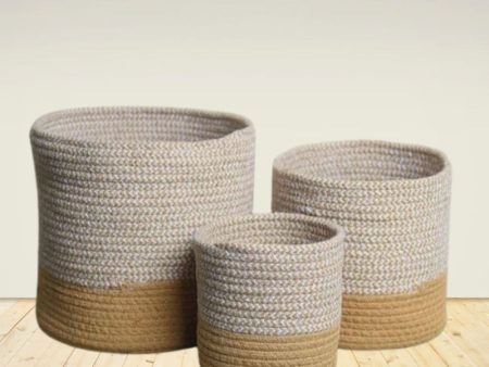 Dual Tone Jute Storage Baskets | Set of 3 Fashion