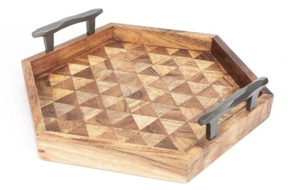 Mosaic Pattern Wooden Tray Discount