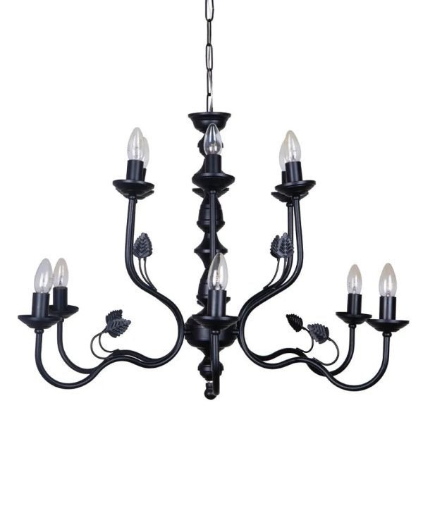 Black Italian 2 Tier Lights Steel Ceiling Chandelier Light | 33 x 24 inches Online Sale