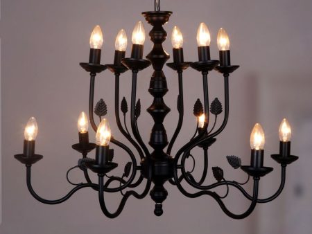 Black Italian 2 Tier Lights Steel Ceiling Chandelier Light | 33 x 24 inches Online Sale