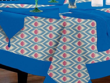 Diamond Printed 12 Seater Cotton Table Cover Linen Set | Set of 1 Table Cover, 1 Table Runner, 12 Napkins Online