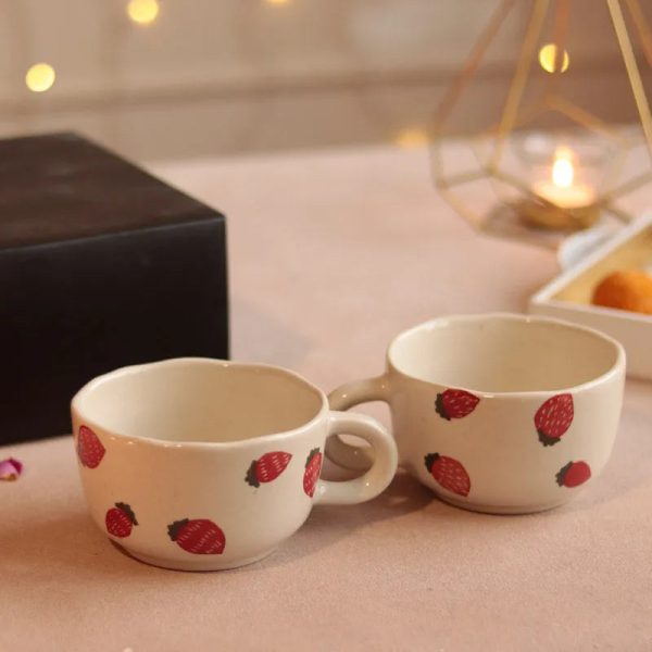 Strawberry Printed Cups Set | Set of 2 | Gift Box Online Sale