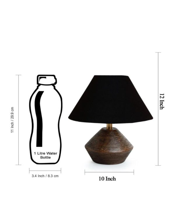 Black Cotton Table Lamp with Wood Natural Base | 10x12 inches Cheap