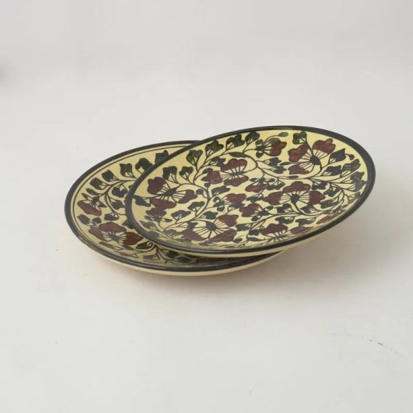 Bael Leaves Ceramic Small Plates | Set of 2 | 7 Inches Online Sale