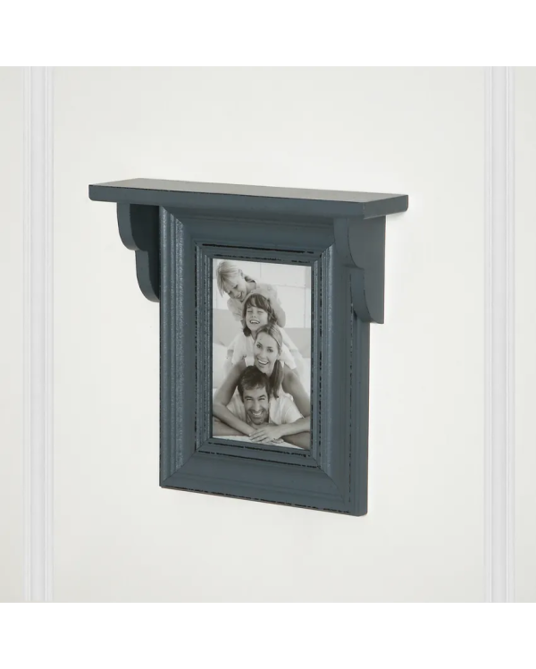 Grey Vertical Photo Frame with Wooden Shelf | 10 x 9 x 3 inches Fashion