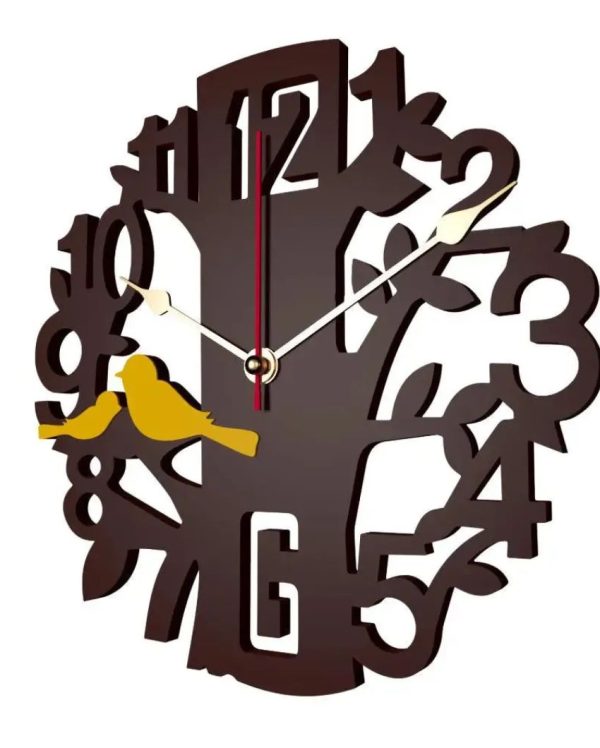 Avian Serenity Wooden Wall Clock Bird Amidst the Branches Fashion