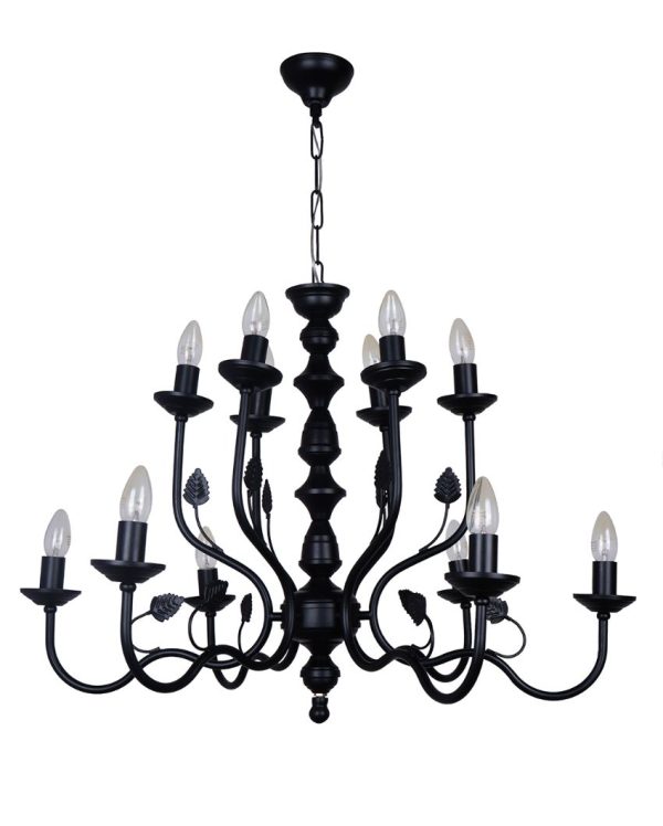 Black Italian 2 Tier Lights Steel Ceiling Chandelier Light | 33 x 24 inches Online Sale