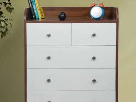 White Five Drawers Design Wooden Chest Drawer | 31 x 16 x 39 inches Supply