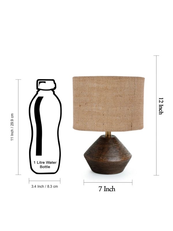 Beige Jute Table Lamp With Wood Natural Base | 7X12 Inches Fashion