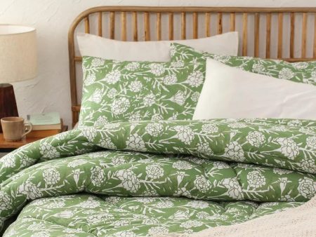 Green Genda Phool Cotton Comforter | Double Size | 90 x 108 inches Online Sale