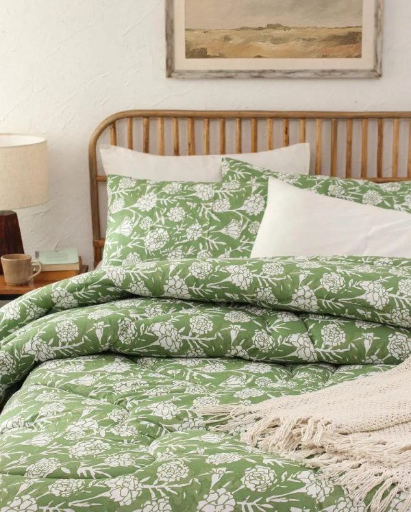 Green Genda Phool Cotton Comforter | Double Size | 90 x 108 inches Online Sale